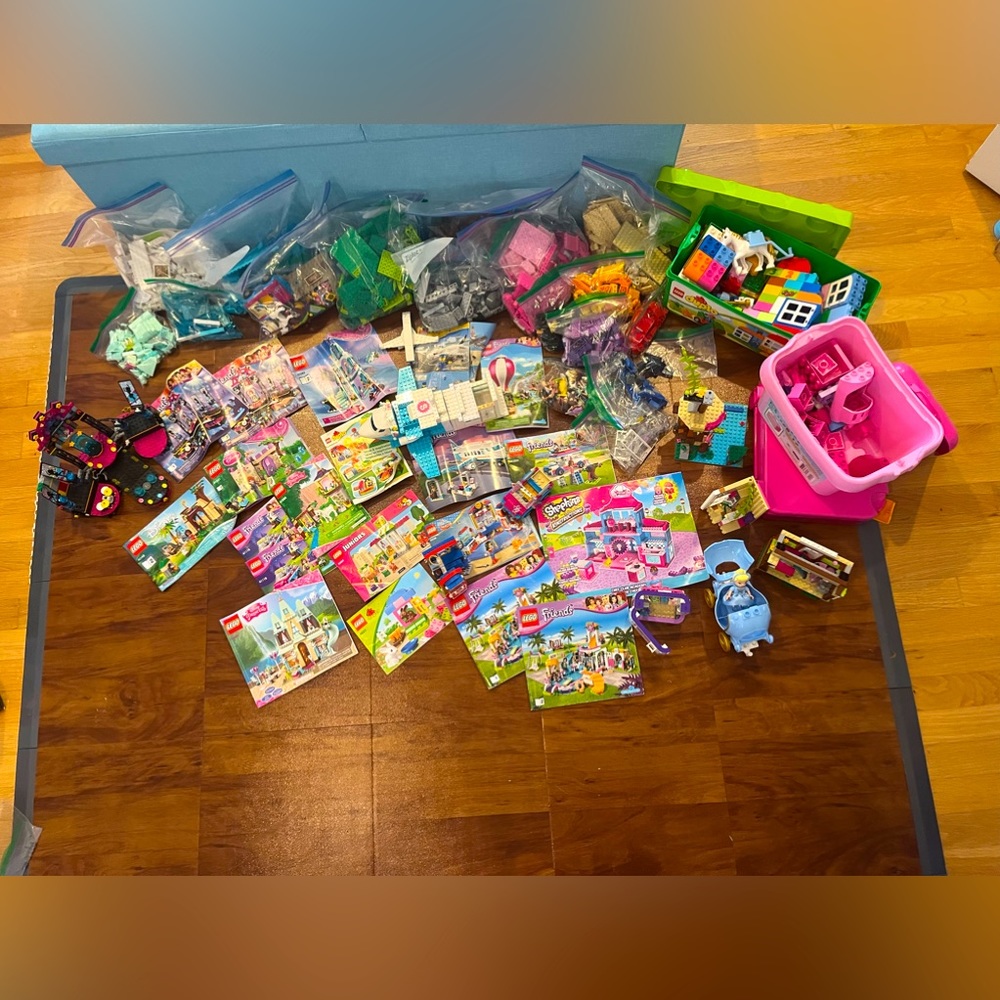 Mixed Pieces of Over 18 LEGO Sets and Two Duplo LEGO Boxes